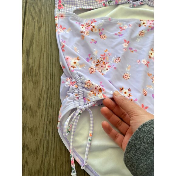 NWT Decree Womens Cottagecore Lavender Floral One-Piece Swimsuit - Picture 3 of 7
